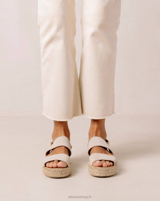 femmes camel double sangle P64N325 Alohas double bride - espadrilles en daim beige