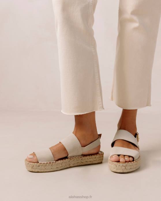 femmes camel double sangle P64N325 Alohas double bride - espadrilles en daim beige