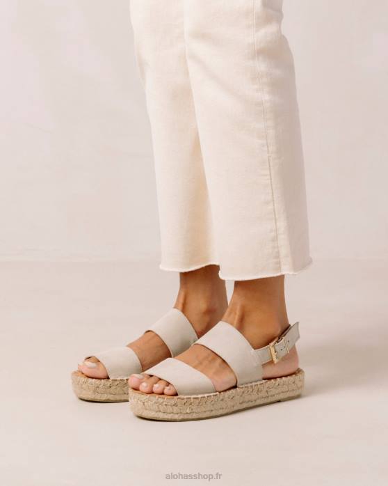 femmes camel double sangle P64N325 Alohas double bride - espadrilles en daim beige