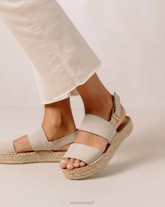 femmes camel double sangle P64N325 Alohas double bride - espadrilles en daim beige