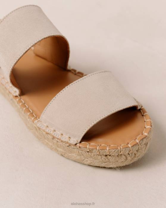 femmes camel double sangle P64N325 Alohas double bride - espadrilles en daim beige