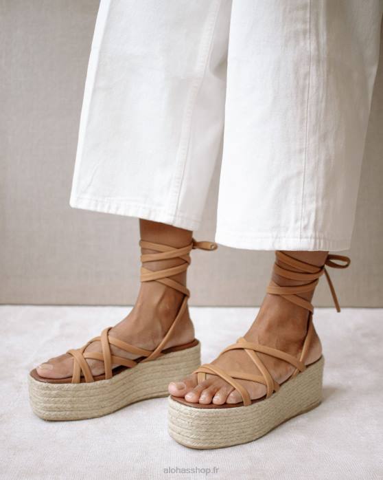 femmes chameau P64N406 Alohas patte-patte - espadrilles en cuir marron