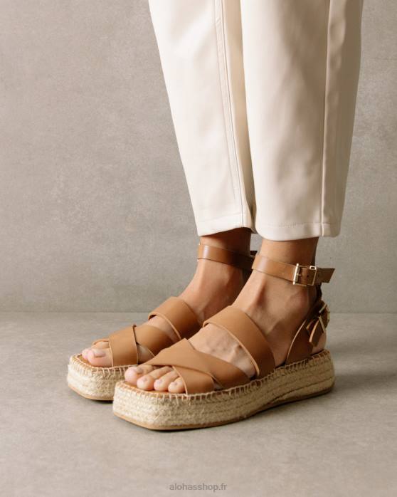 femmes chameau P64N513 Alohas comté - espadrilles en cuir marron