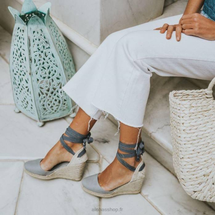 femmes gris P64N437 Alohas clara by day - espadrilles en toile grise