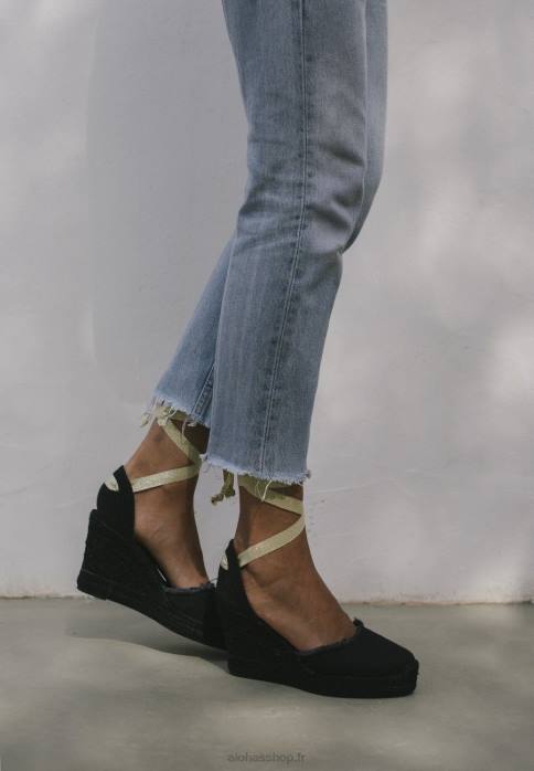 femmes noir P64N435 Alohas clara by night - espadrilles en toile noire