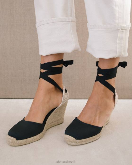 femmes noir P64N438 Alohas clara by day - espadrilles en toile noire