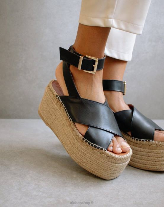 femmes noir P64N507 Alohas saule - espadrilles en cuir noir