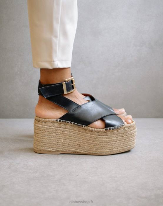 femmes noir P64N507 Alohas saule - espadrilles en cuir noir