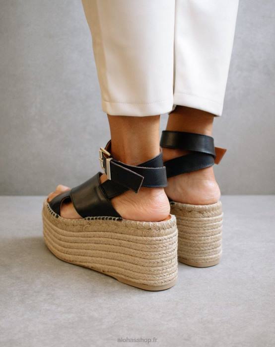 femmes noir P64N507 Alohas saule - espadrilles en cuir noir