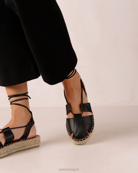 femmes noir P64N594 Alohas racines - espadrilles noires
