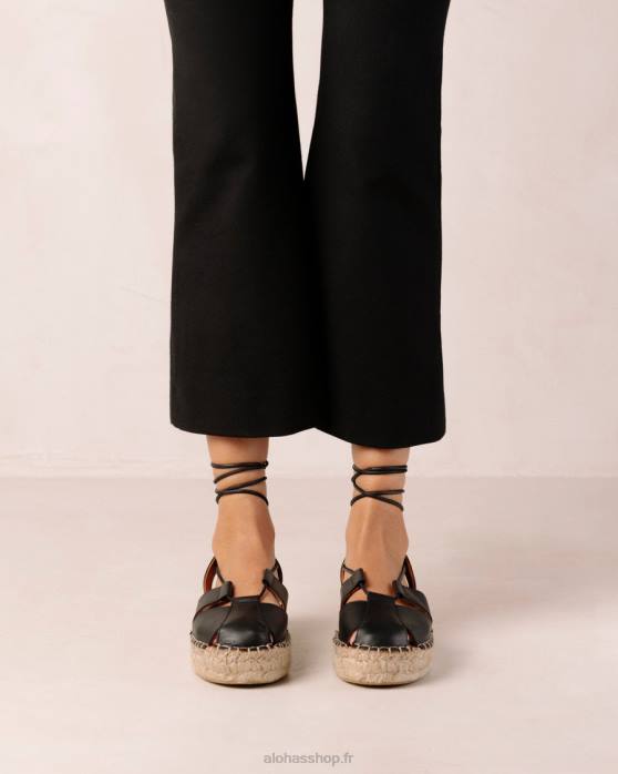 femmes noir P64N594 Alohas racines - espadrilles noires