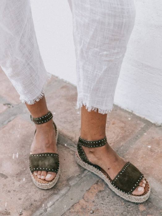 femmes olive verte P64N442 Alohas rome - espadrilles en daim vert