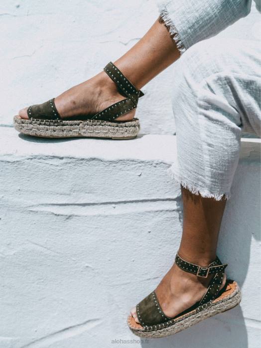 femmes olive verte P64N442 Alohas rome - espadrilles en daim vert