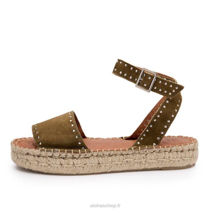 femmes olive verte P64N442 Alohas rome - espadrilles en daim vert