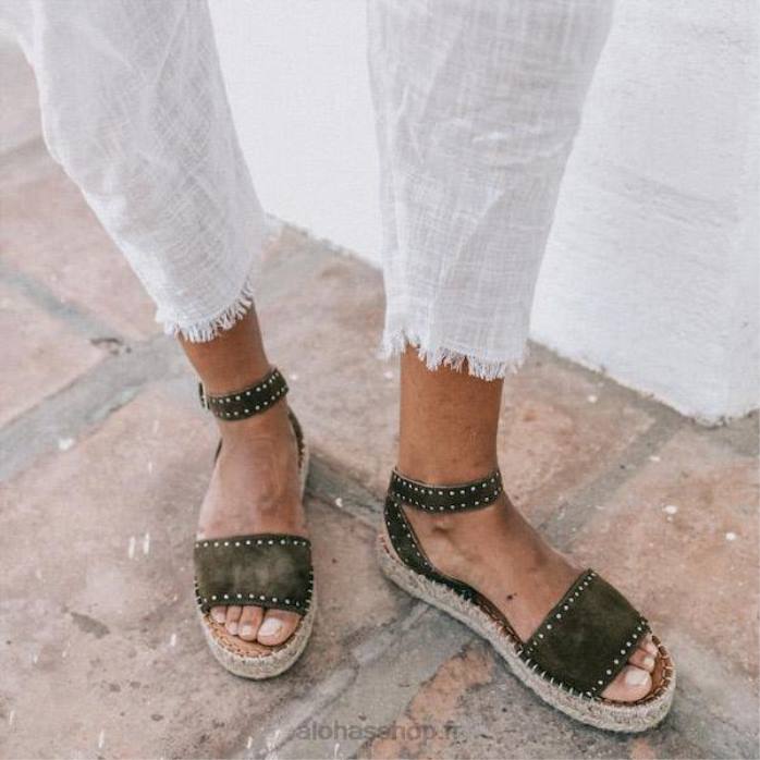 femmes olive verte P64N442 Alohas rome - espadrilles en daim vert