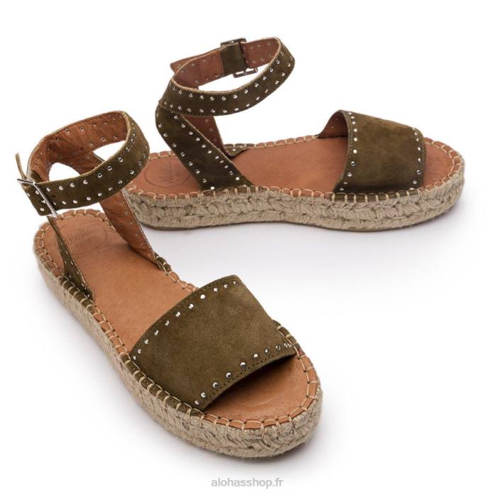 femmes olive verte P64N442 Alohas rome - espadrilles en daim vert