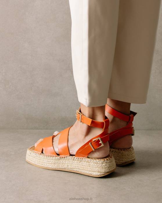femmes pomélo orange P64N514 Alohas county - espadrilles en cuir orange