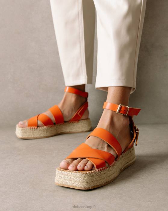 femmes pomélo orange P64N514 Alohas county - espadrilles en cuir orange
