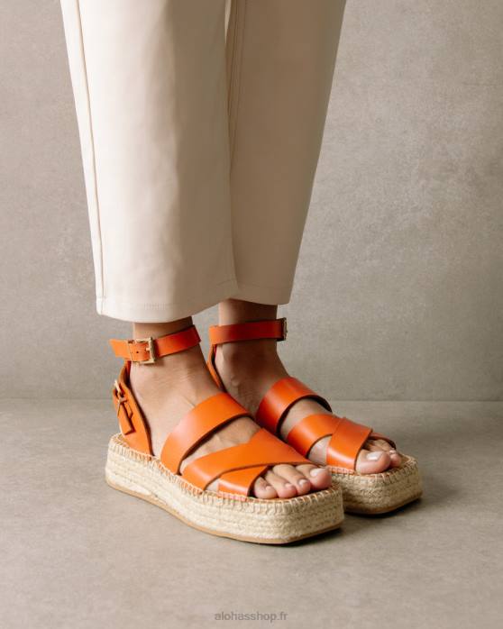 femmes pomélo orange P64N514 Alohas county - espadrilles en cuir orange