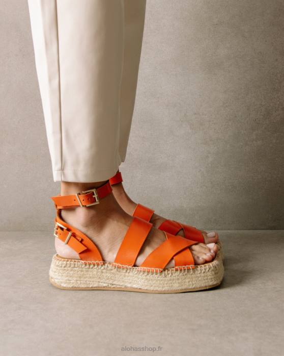 femmes pomélo orange P64N514 Alohas county - espadrilles en cuir orange