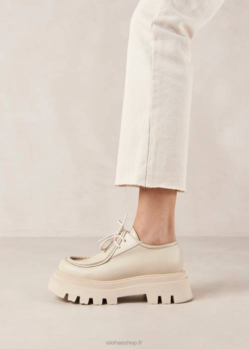 femmes Ivoire P64N153 Alohas tycoon - mocassins en cuir blanc