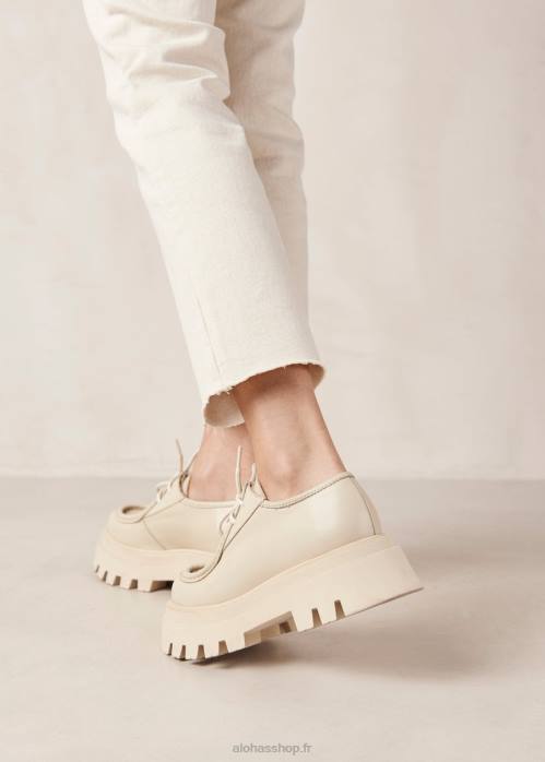 femmes Ivoire P64N153 Alohas tycoon - mocassins en cuir blanc
