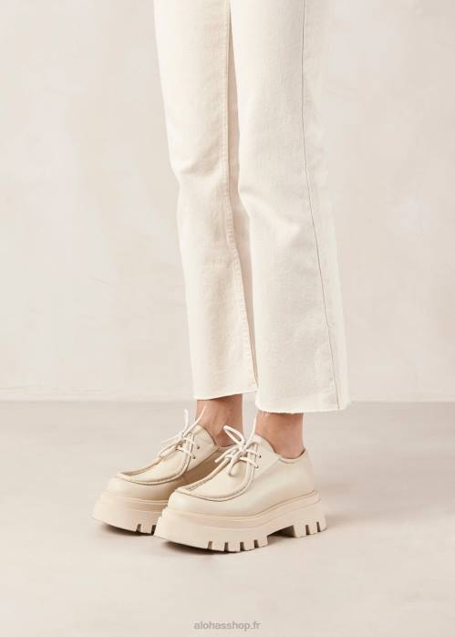 femmes Ivoire P64N153 Alohas tycoon - mocassins en cuir blanc