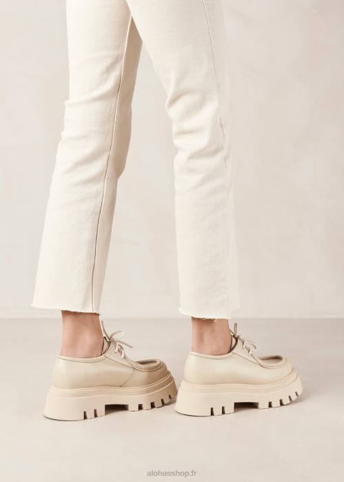 femmes Ivoire P64N153 Alohas tycoon - mocassins en cuir blanc