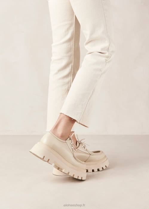 femmes Ivoire P64N153 Alohas tycoon - mocassins en cuir blanc