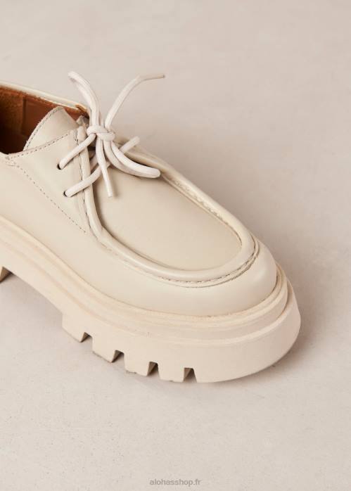 femmes Ivoire P64N153 Alohas tycoon - mocassins en cuir blanc