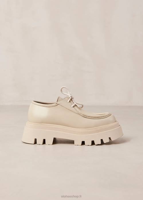 femmes Ivoire P64N153 Alohas tycoon - mocassins en cuir blanc
