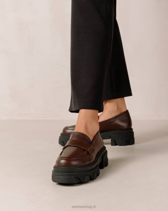 femmes brun café P64N27 Alohas trailblazer - mocassins en cuir marron foncé
