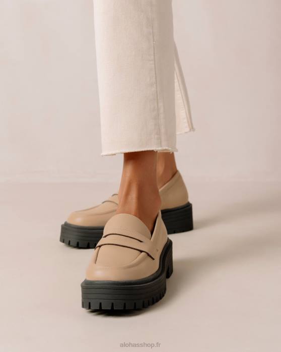 femmes brun terre d'ombre P64N139 Alohas mask - mocassins beiges en cuir vegan