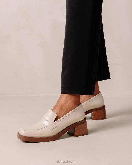 femmes crème P64N5 Alohas roxanne - mocassins en cuir blanc