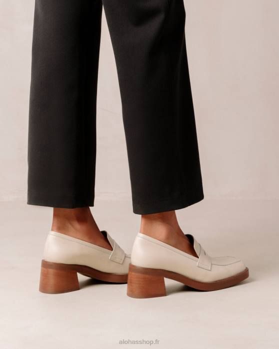 femmes crème P64N5 Alohas roxanne - mocassins en cuir blanc