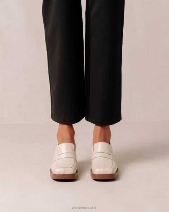 femmes crème P64N5 Alohas roxanne - mocassins en cuir blanc