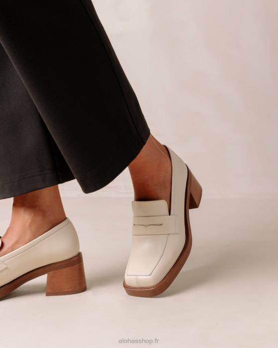 femmes crème P64N5 Alohas roxanne - mocassins en cuir blanc