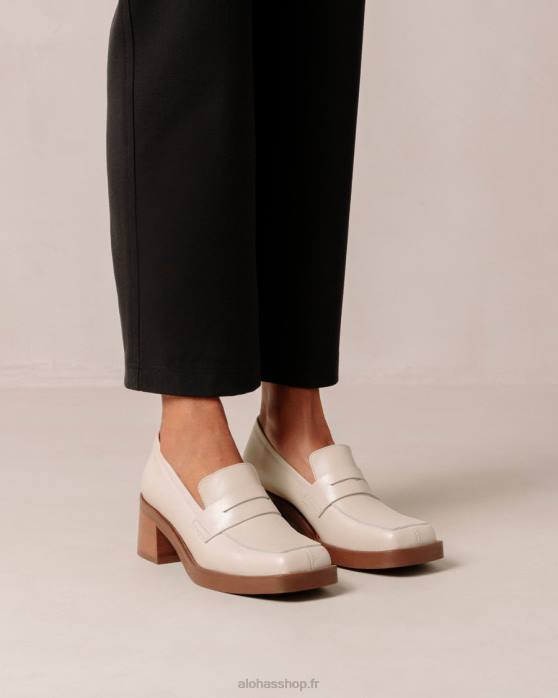 femmes crème P64N5 Alohas roxanne - mocassins en cuir blanc