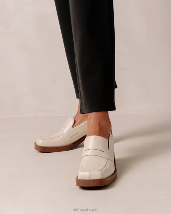 femmes crème P64N5 Alohas roxanne - mocassins en cuir blanc