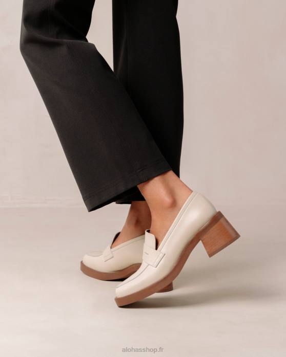 femmes crème P64N5 Alohas roxanne - mocassins en cuir blanc
