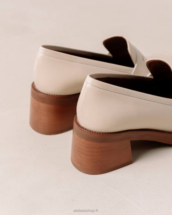 femmes crème P64N5 Alohas roxanne - mocassins en cuir blanc
