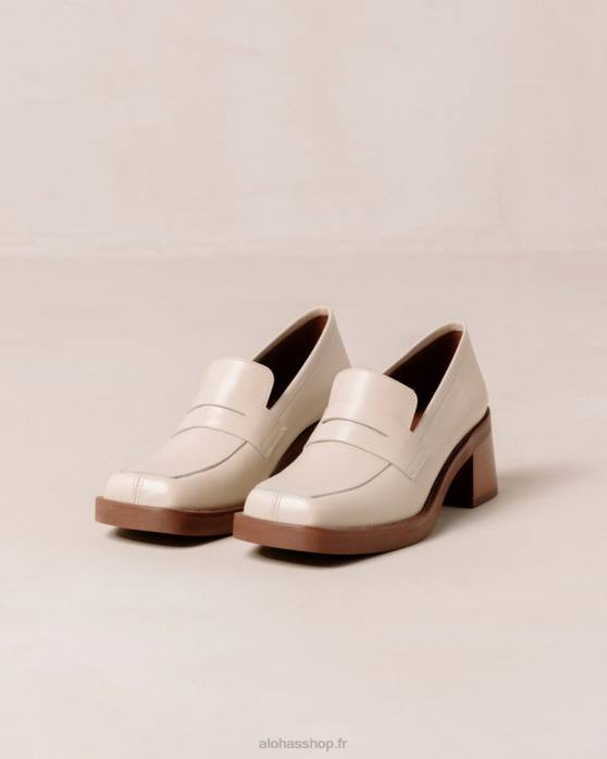 femmes crème P64N5 Alohas roxanne - mocassins en cuir blanc