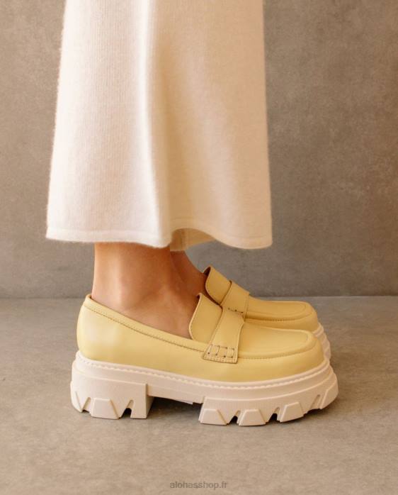 femmes jaune doux P64N33 Alohas trailblazer - mocassins en cuir jaune