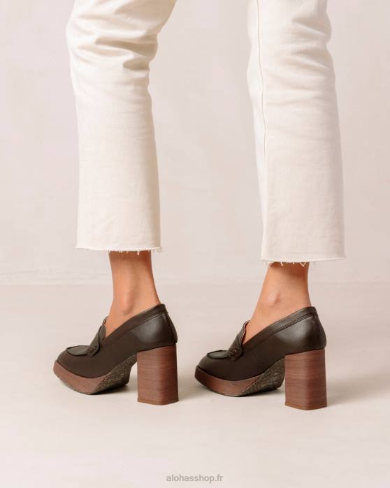 femmes maïs café brun P64N390 Alohas occupé - mocassins en cuir vegan marron