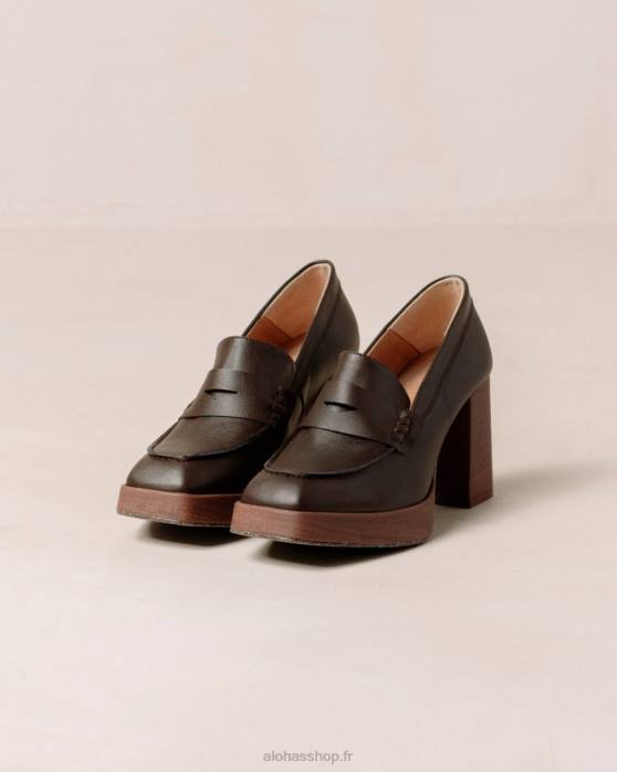 femmes maïs café brun P64N390 Alohas occupé - mocassins en cuir vegan marron