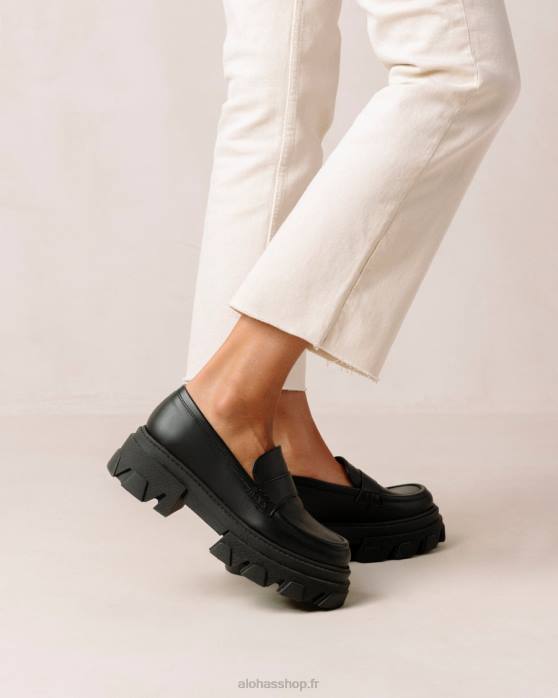 femmes maïs noir P64N24 Alohas trailblazer corn - mocassins en cuir vegan noir