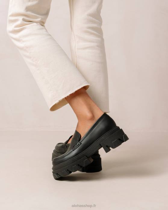 femmes maïs noir P64N24 Alohas trailblazer corn - mocassins en cuir vegan noir