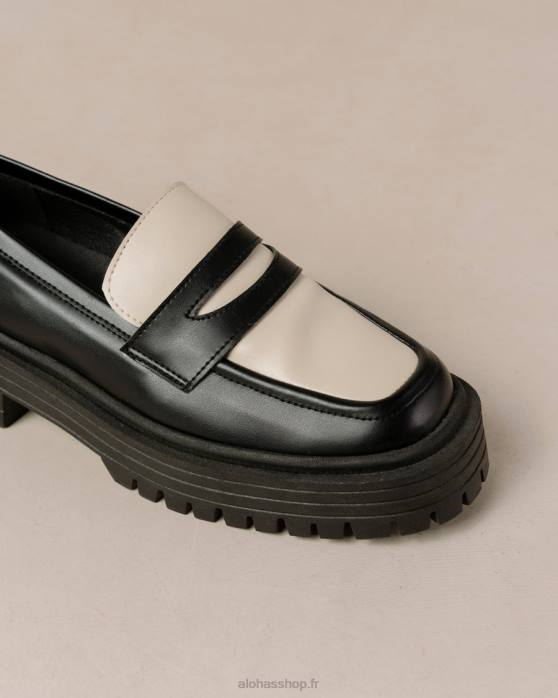 femmes noir P64N143 Alohas masque - mocassins en cuir vegan noir