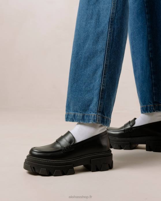 femmes noir P64N28 Alohas trailblazer - mocassins en cuir noir