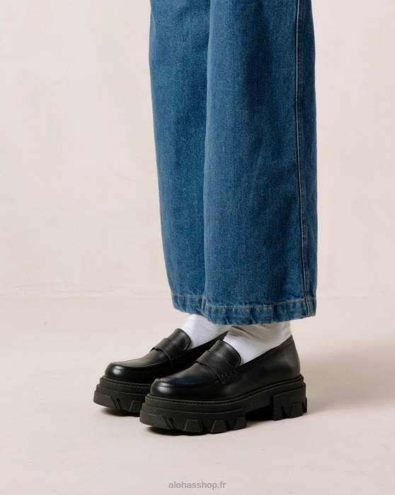femmes noir P64N28 Alohas trailblazer - mocassins en cuir noir